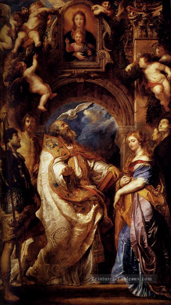 Saint Grégoire Aux Saints Domitilla Maurus Et Papianus Baroque Peter Paul Rubens Peintures à l'huile